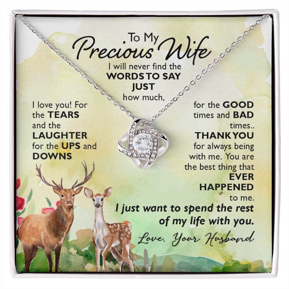 To My Precious Wife I will never find the words to say just how much I Love You Knot Necklace gift set