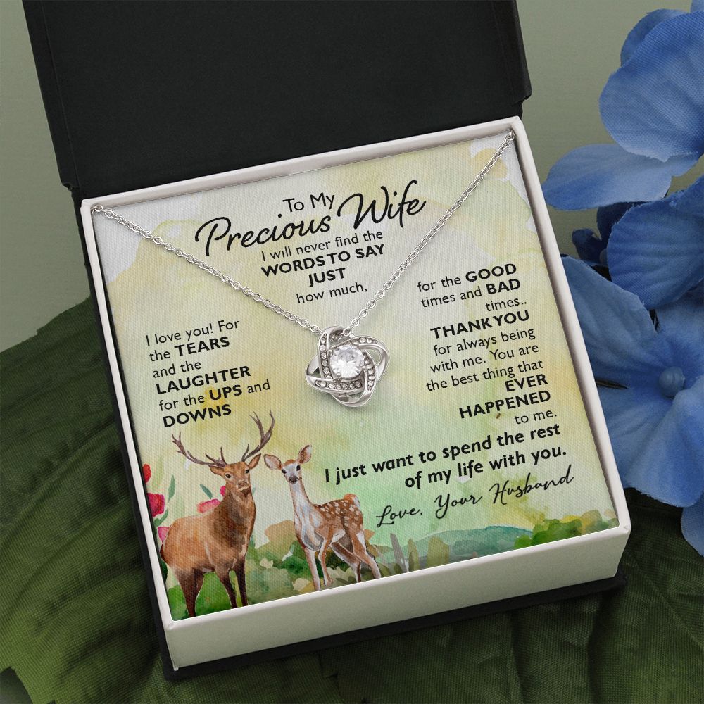 To My Precious Wife I will never find the words to say just how much I Love You Knot Necklace gift set