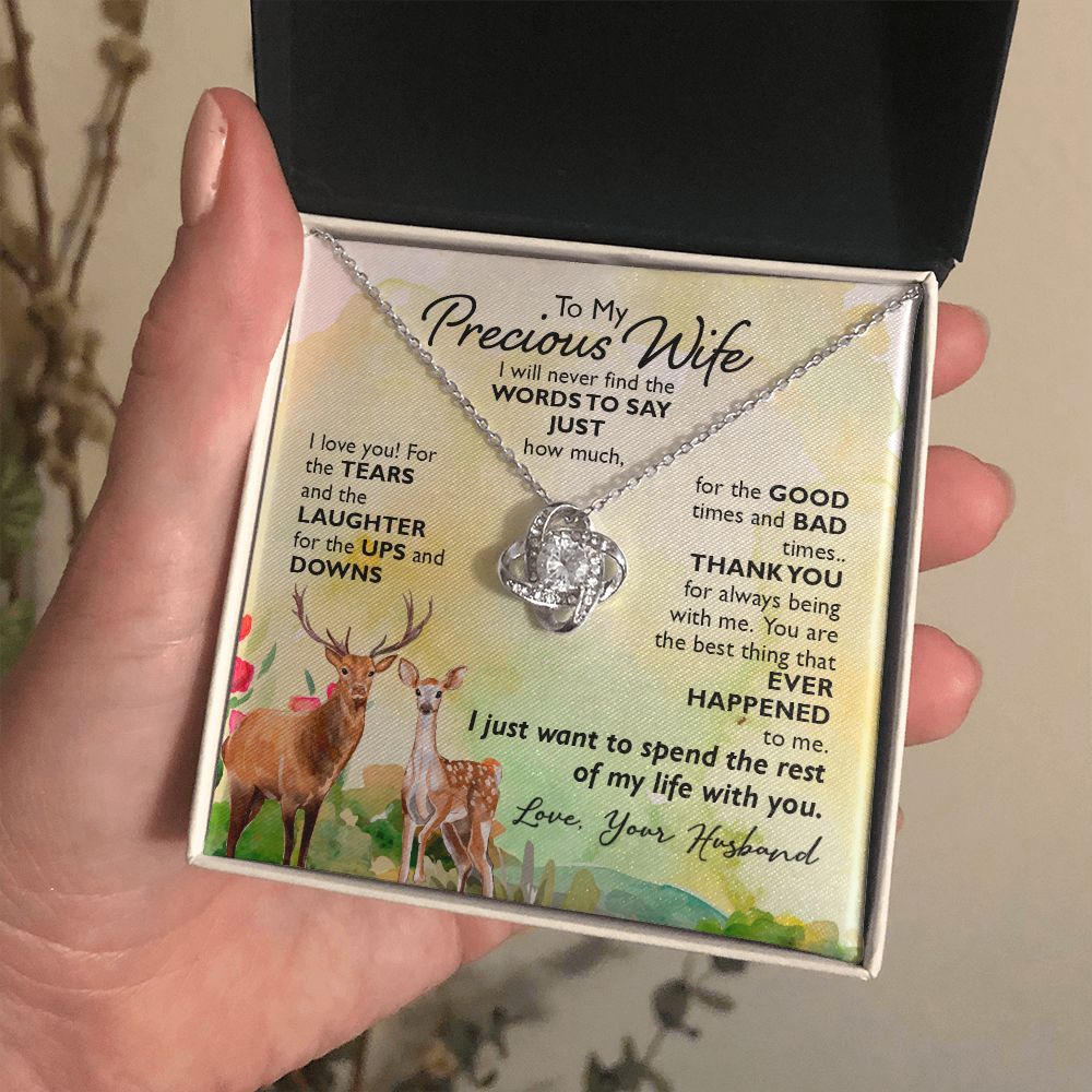 To My Precious Wife I will never find the words to say just how much I Love You Knot Necklace gift set