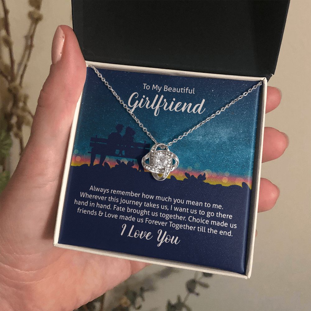 My Beautiful Girlfriend Love made us Forever Together till the end Love Knot Necklace Set Necklace