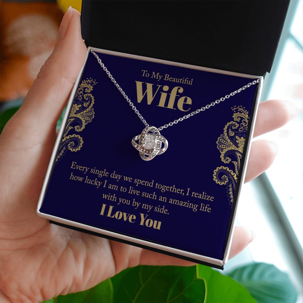 To My Wife, beautiful Love Knot Necklace. Valentine's Day Jewelry