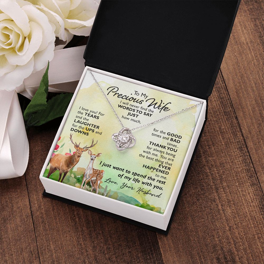 To My Precious Wife I will never find the words to say just how much I Love You Knot Necklace gift set