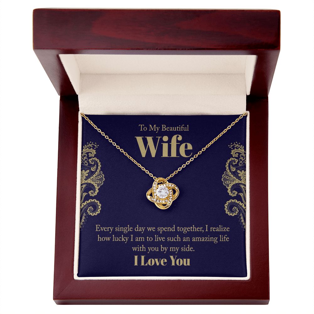 To My Wife, beautiful Love Knot Necklace. Valentine's Day Jewelry