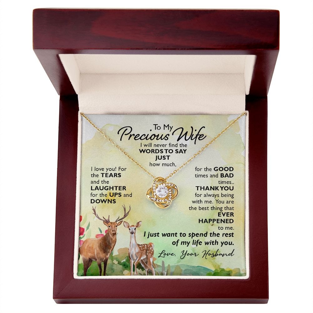 To My Precious Wife I will never find the words to say just how much I Love You Knot Necklace gift set