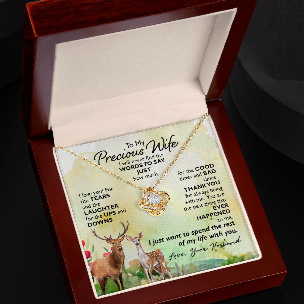 To My Precious Wife I will never find the words to say just how much I Love You Knot Necklace gift set