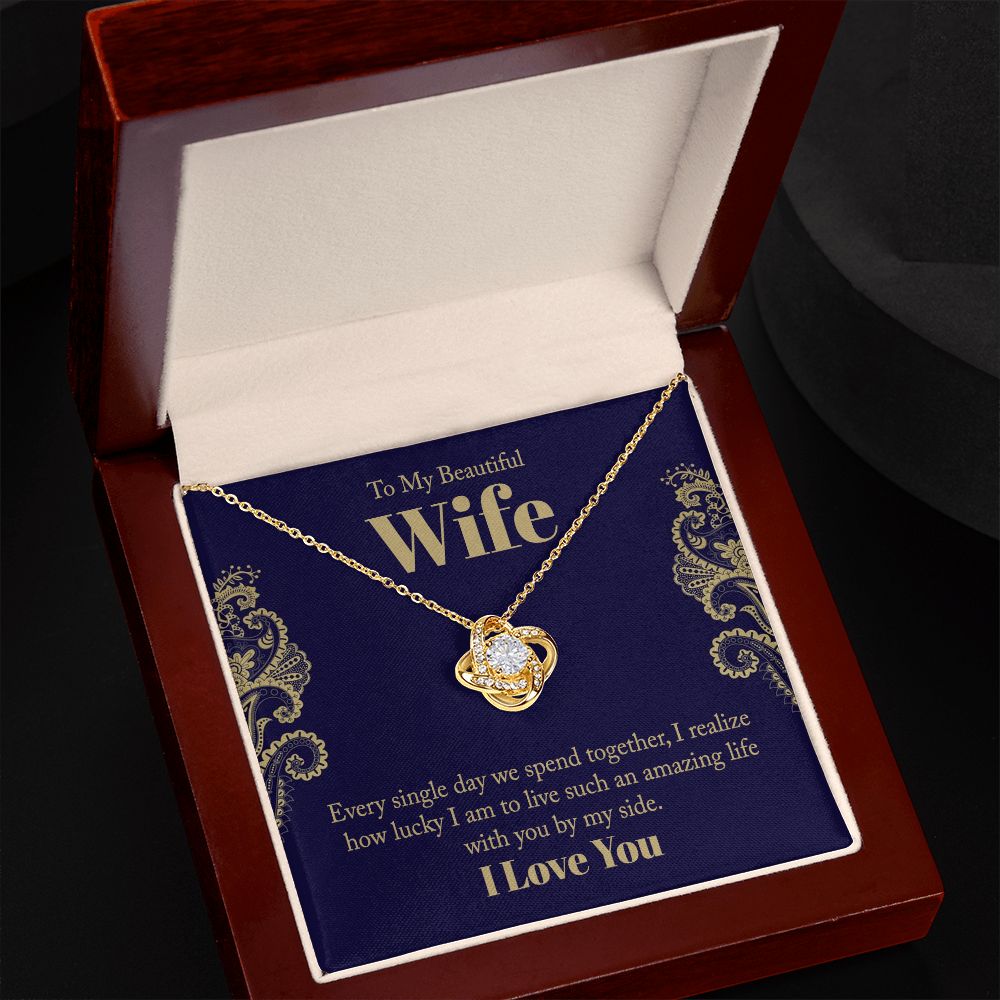 To My Wife, beautiful Love Knot Necklace. Valentine's Day Jewelry