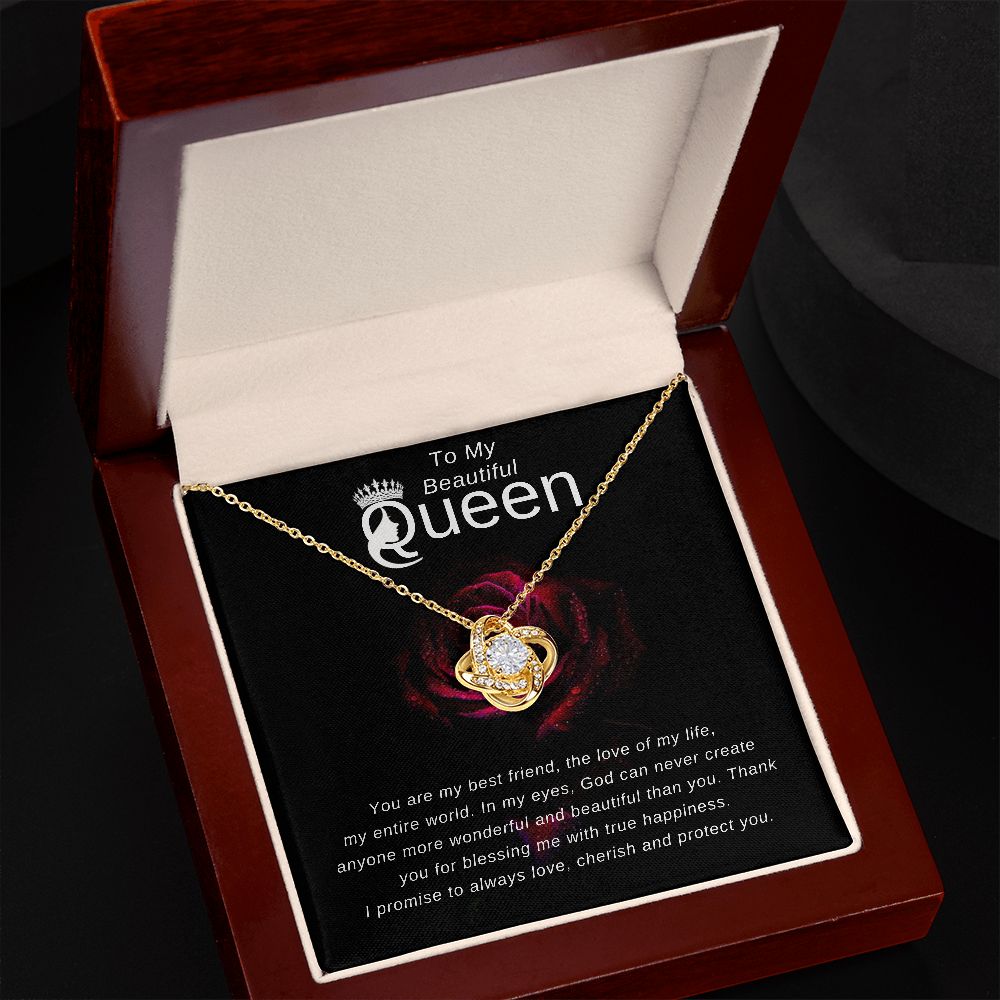 To My Beautiful Queen Love Knot Necklace