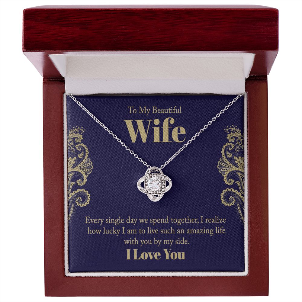 To My Wife, beautiful Love Knot Necklace. Valentine's Day Jewelry