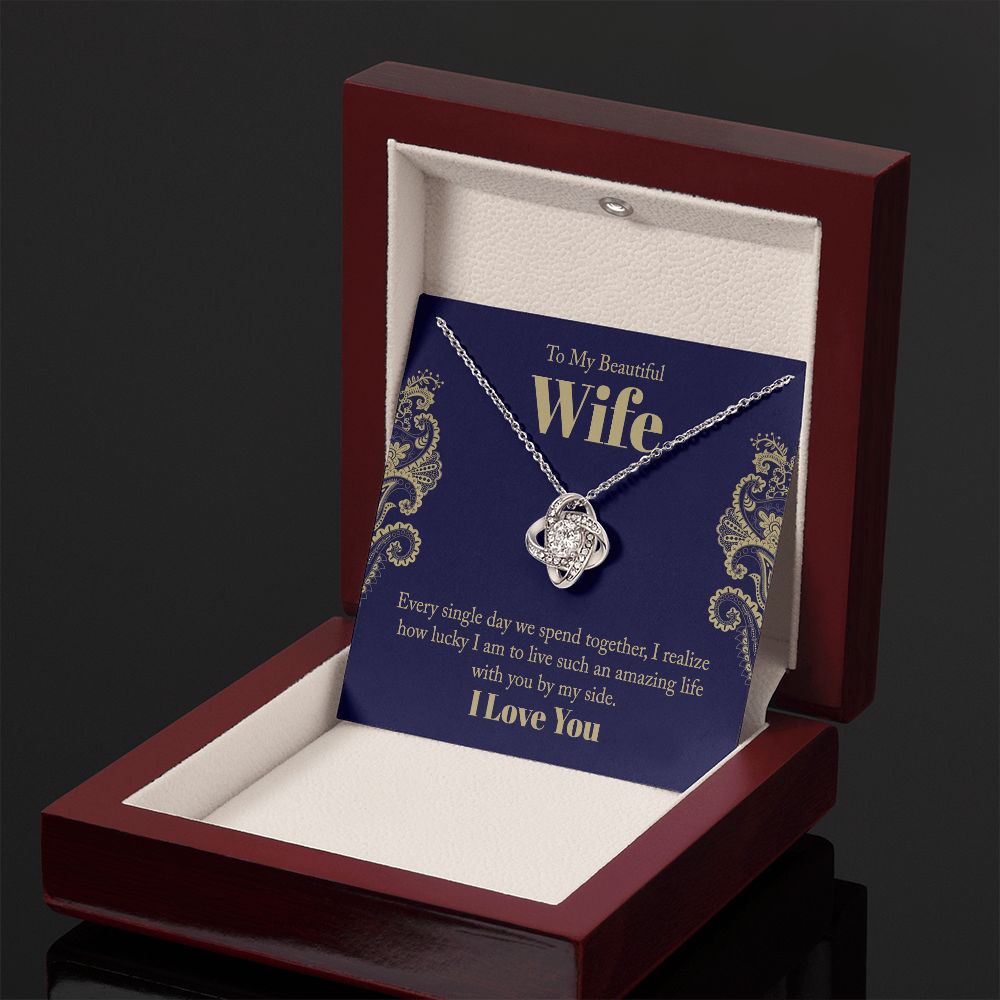To My Wife, beautiful Love Knot Necklace. Valentine's Day Jewelry