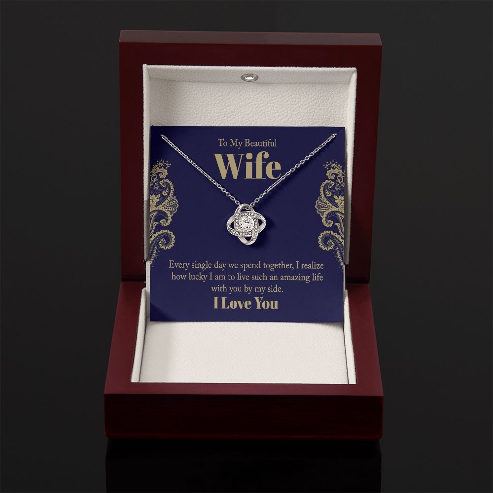 To My Wife, beautiful Love Knot Necklace. Valentine's Day Jewelry