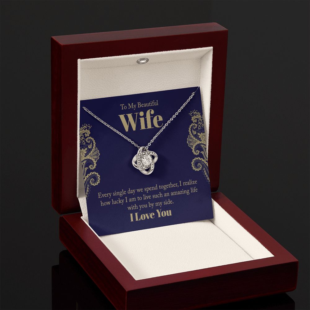To My Wife, beautiful Love Knot Necklace. Valentine's Day Jewelry