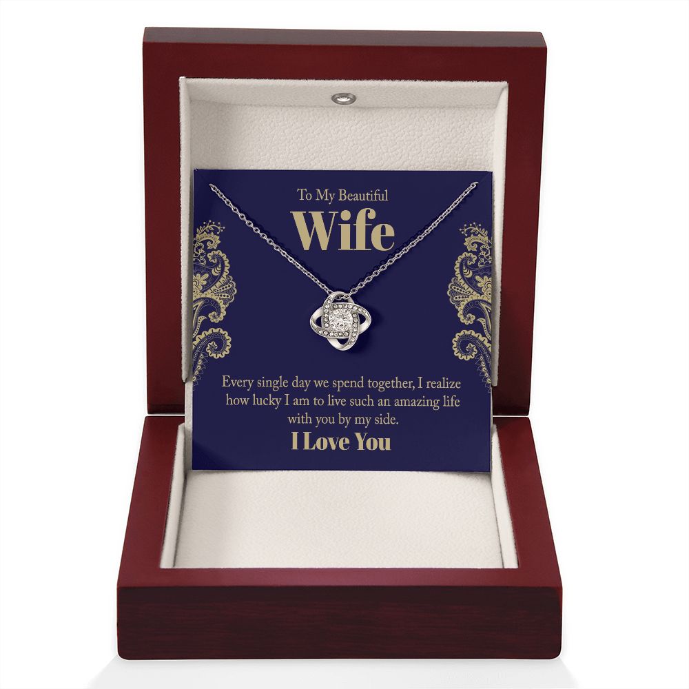 To My Wife, beautiful Love Knot Necklace. Valentine's Day Jewelry