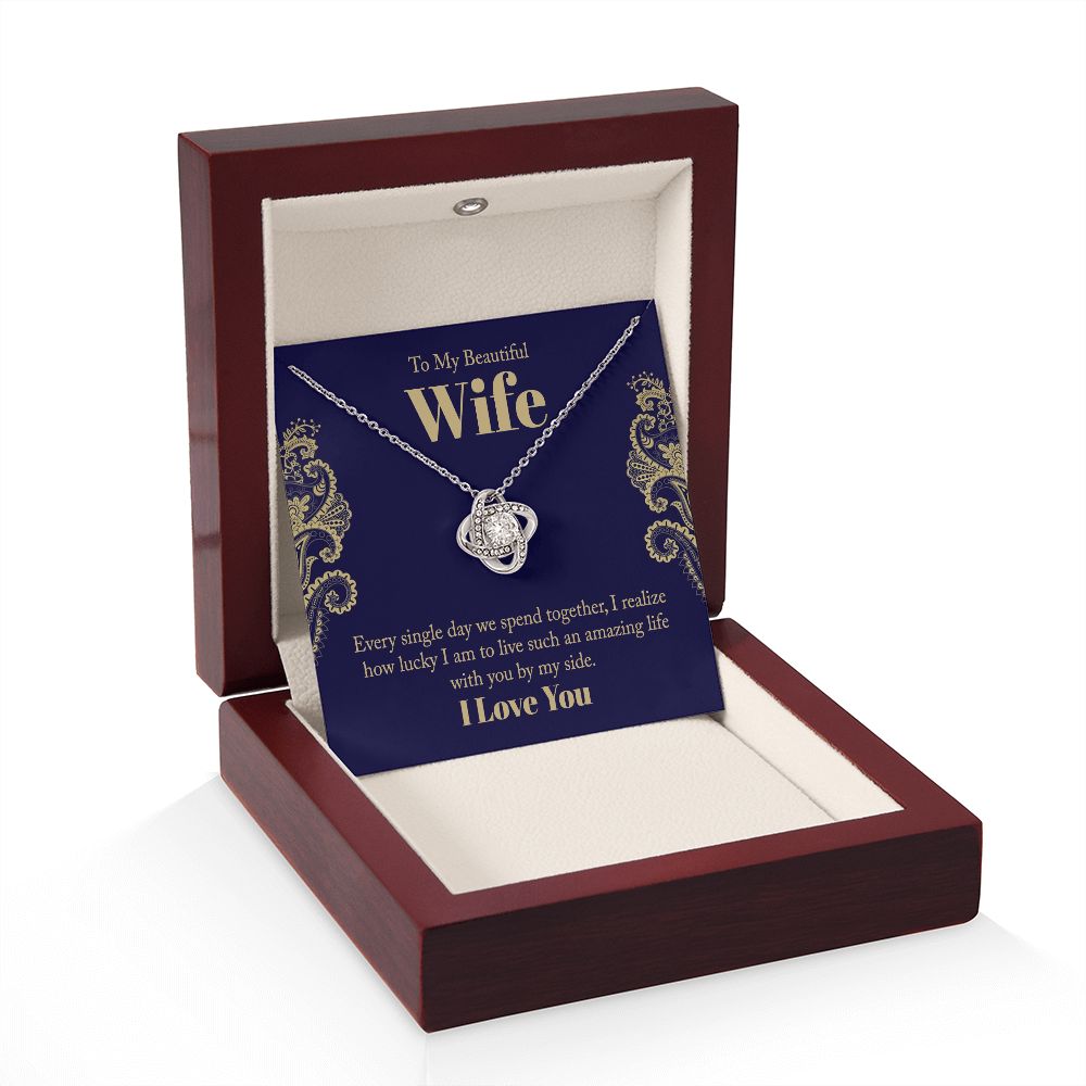 To My Wife, beautiful Love Knot Necklace. Valentine's Day Jewelry
