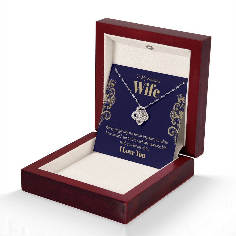 To My Wife, beautiful Love Knot Necklace. Valentine's Day Jewelry