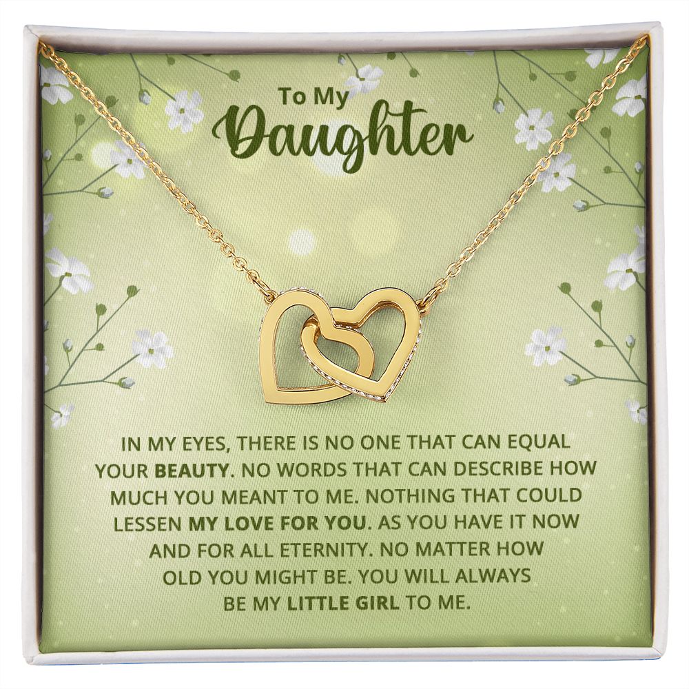 To My Daughter - Nothing that could lessen my love for you Interlocking Hearts necklace