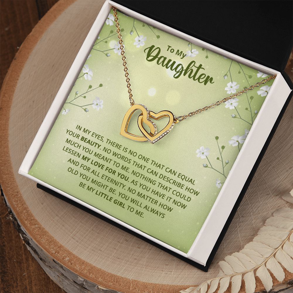 To My Daughter - Nothing that could lessen my love for you Interlocking Hearts necklace