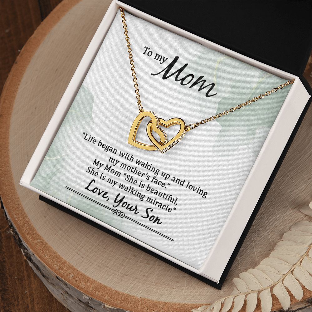 To my Mom, Life began with waking up... Interlocking Hearts necklace
