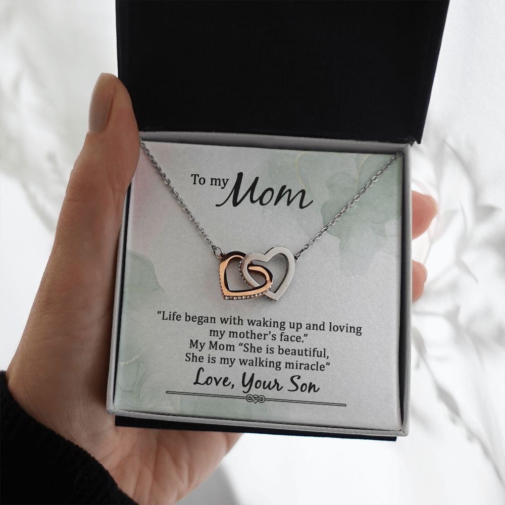 To my Mom, Life began with waking up... Interlocking Hearts necklace