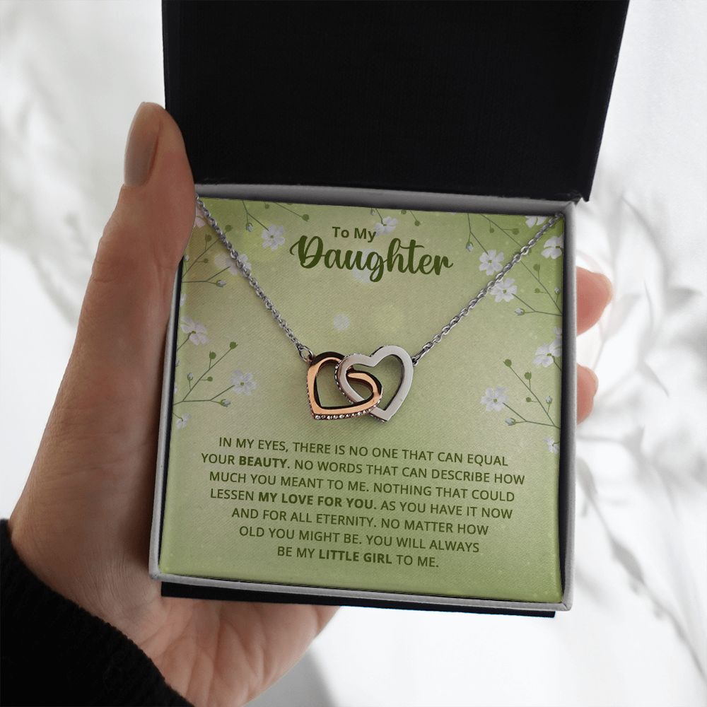 To My Daughter - Nothing that could lessen my love for you Interlocking Hearts necklace