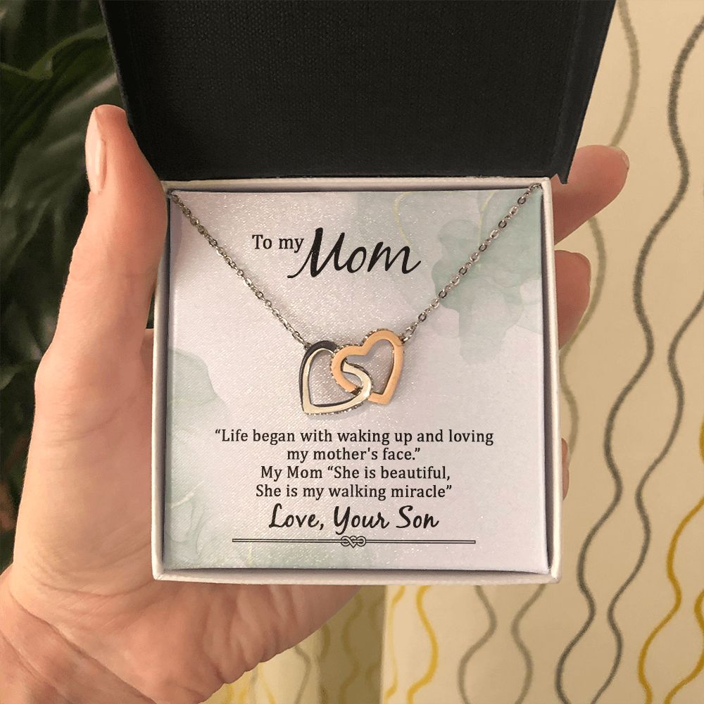 To my Mom, Life began with waking up... Interlocking Hearts necklace