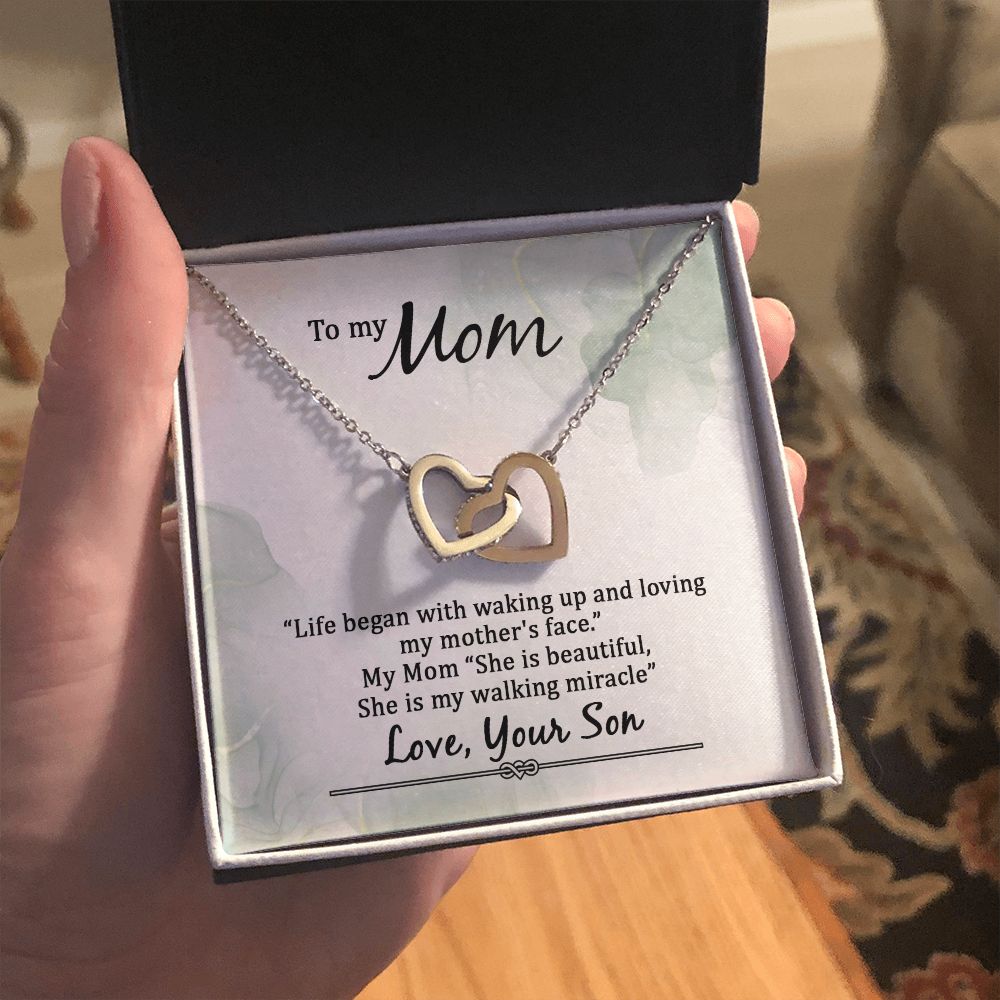 To my Mom, Life began with waking up... Interlocking Hearts necklace