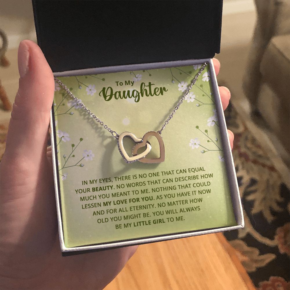 To My Daughter - Nothing that could lessen my love for you Interlocking Hearts necklace