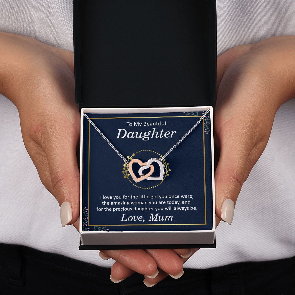 To my beautiful daughter - I love you Interlocking Hearts necklace