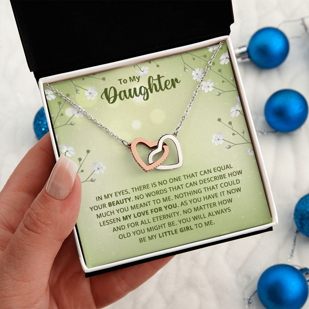 To My Daughter - Nothing that could lessen my love for you Interlocking Hearts necklace