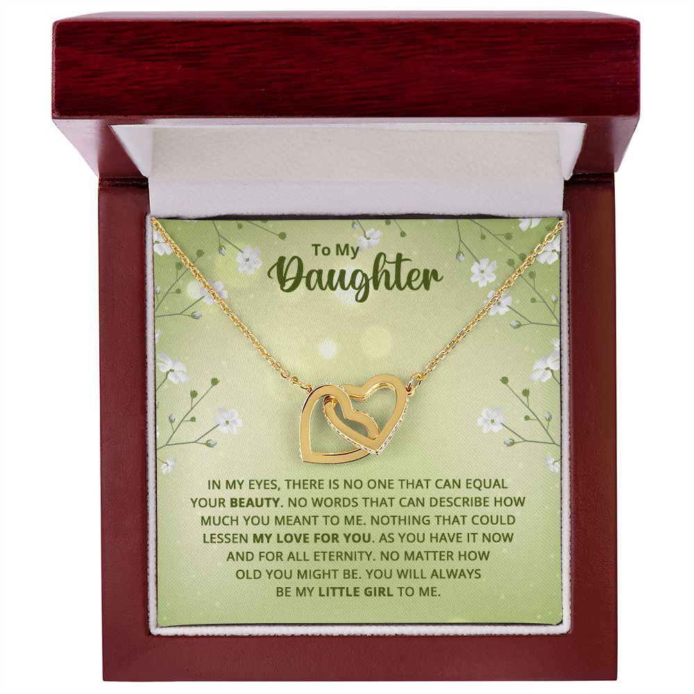 To My Daughter - Nothing that could lessen my love for you Interlocking Hearts necklace