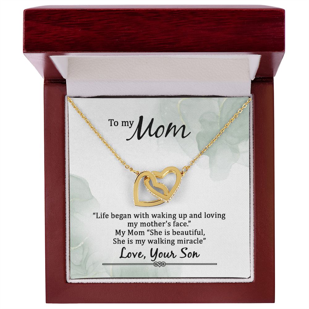 To my Mom, Life began with waking up... Interlocking Hearts necklace