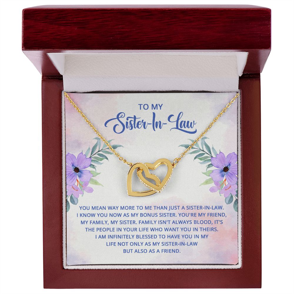 To My Sister-In-Law - I know you now as my bonus sister Interlocking Hearts necklace
