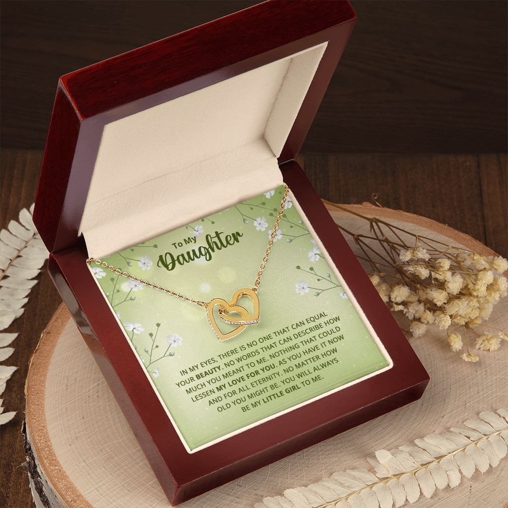 To My Daughter - Nothing that could lessen my love for you Interlocking Hearts necklace
