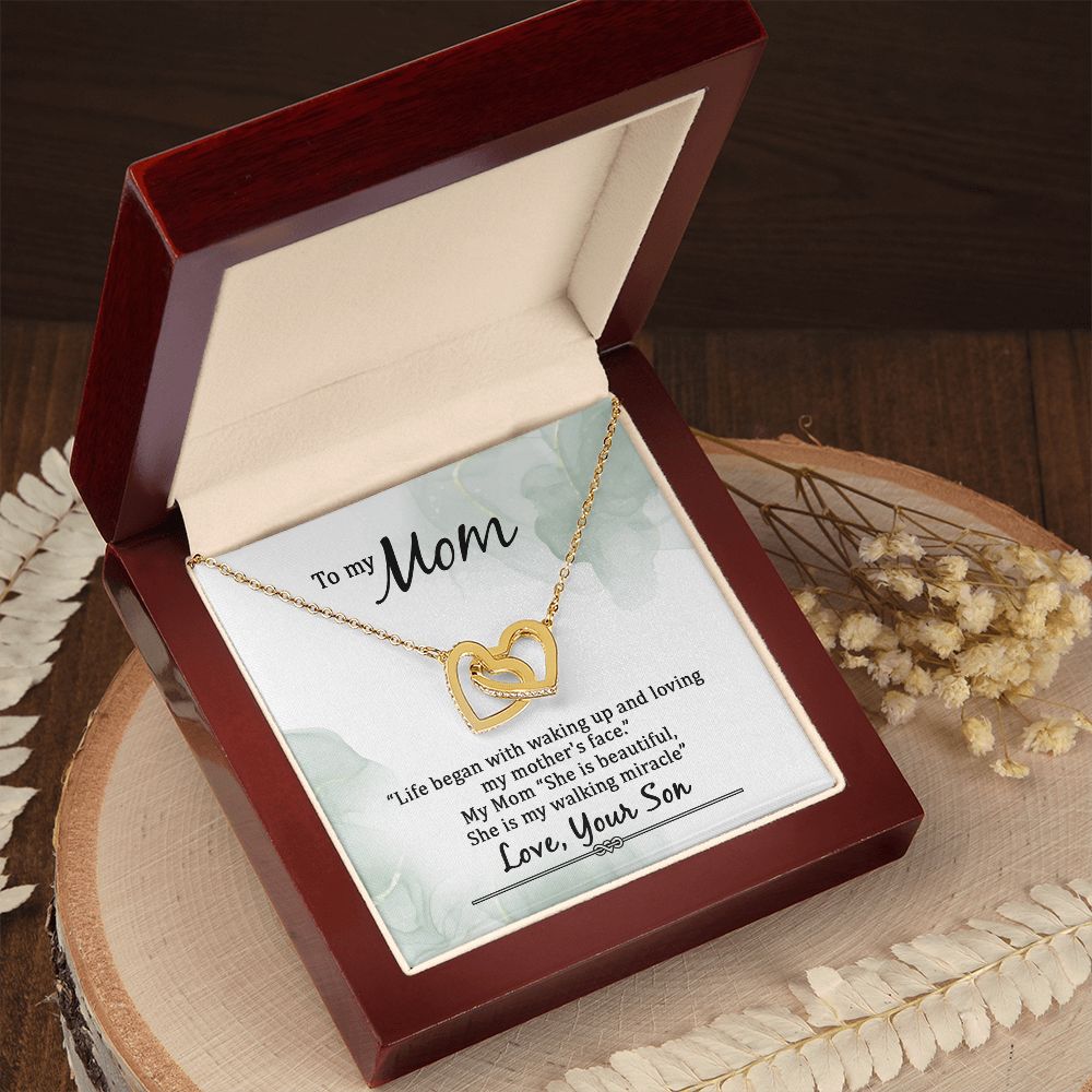 To my Mom, Life began with waking up... Interlocking Hearts necklace