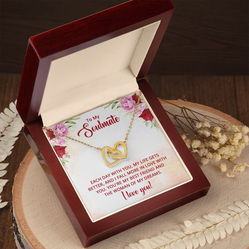 To My Soulmate - You're my best friend and the Woman of my dreams Interlocking Hearts necklace