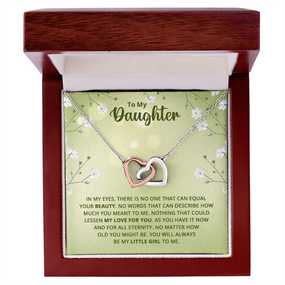 To My Daughter - Nothing that could lessen my love for you Interlocking Hearts necklace