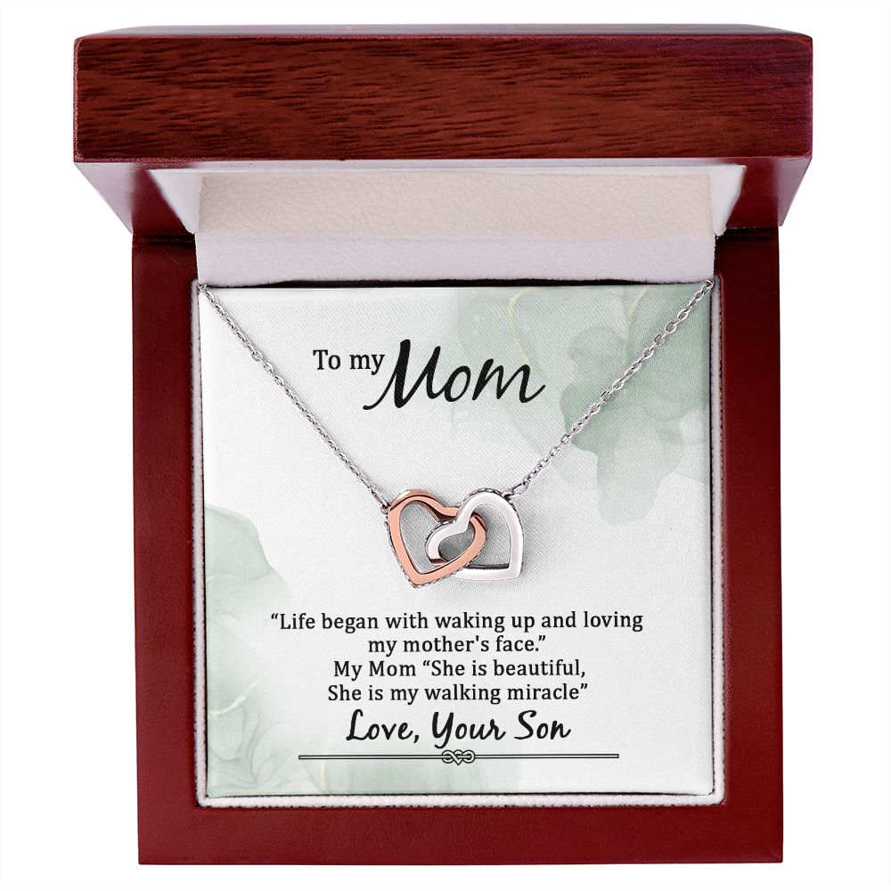 To my Mom, Life began with waking up... Interlocking Hearts necklace
