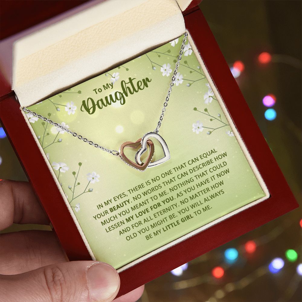 To My Daughter - Nothing that could lessen my love for you Interlocking Hearts necklace
