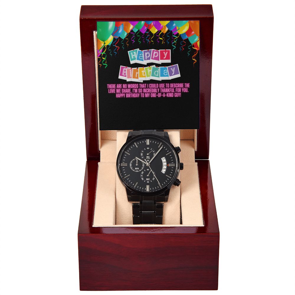 Happy Birthday Black Chronograph Men's Gift Watch