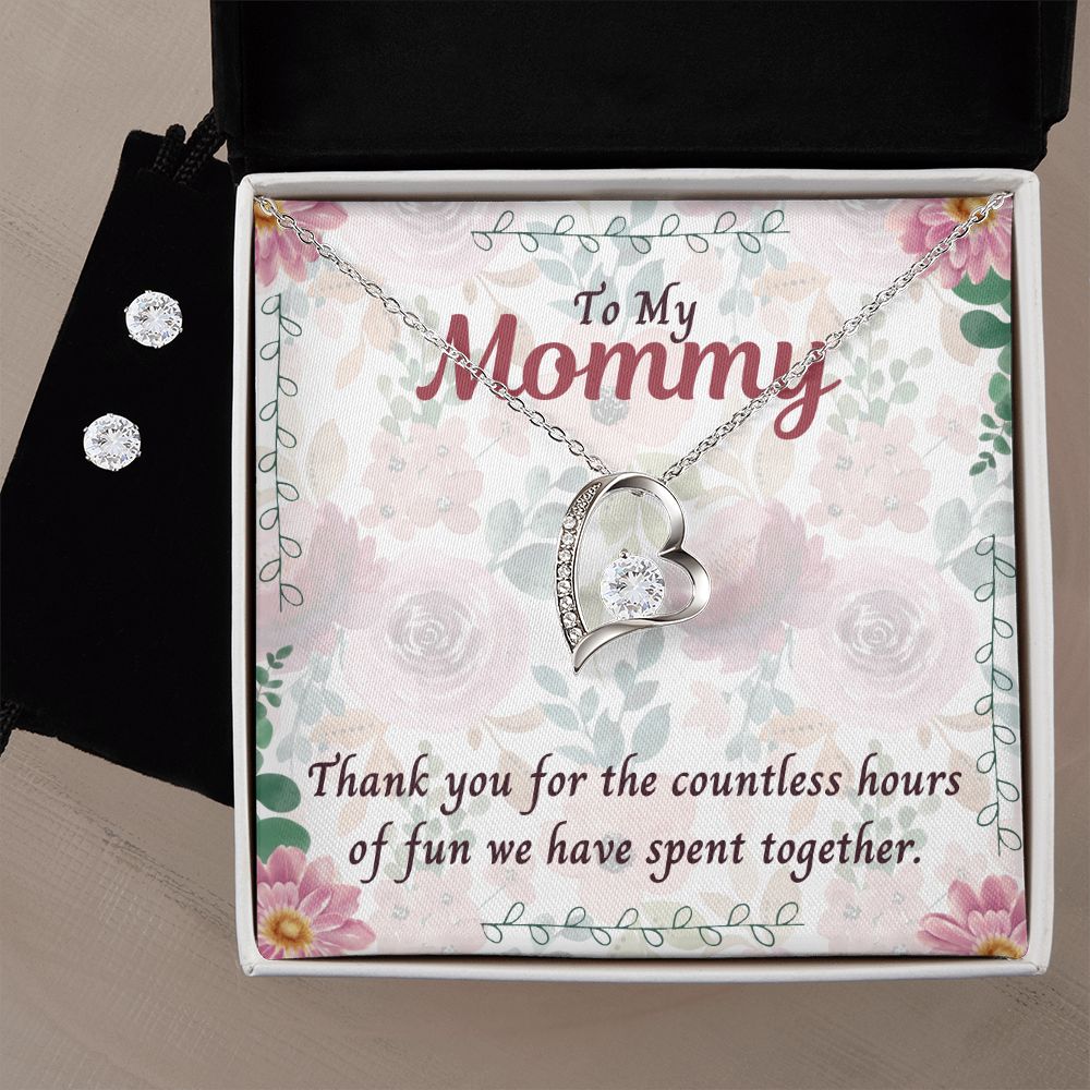 To My Mommy, Thank you for the countless hours of Fun Forever Love Necklace and Cubic Zirconia Earring Set