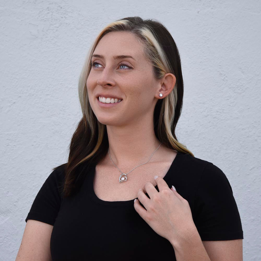 To Our Daughter Forever Love Necklace and Cubic Zirconia Earring Set