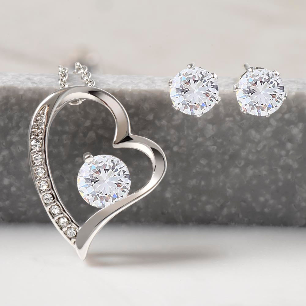 Wishing you a happy Mothers day Forever Love Necklace and Cubic Zirconia Earring Set