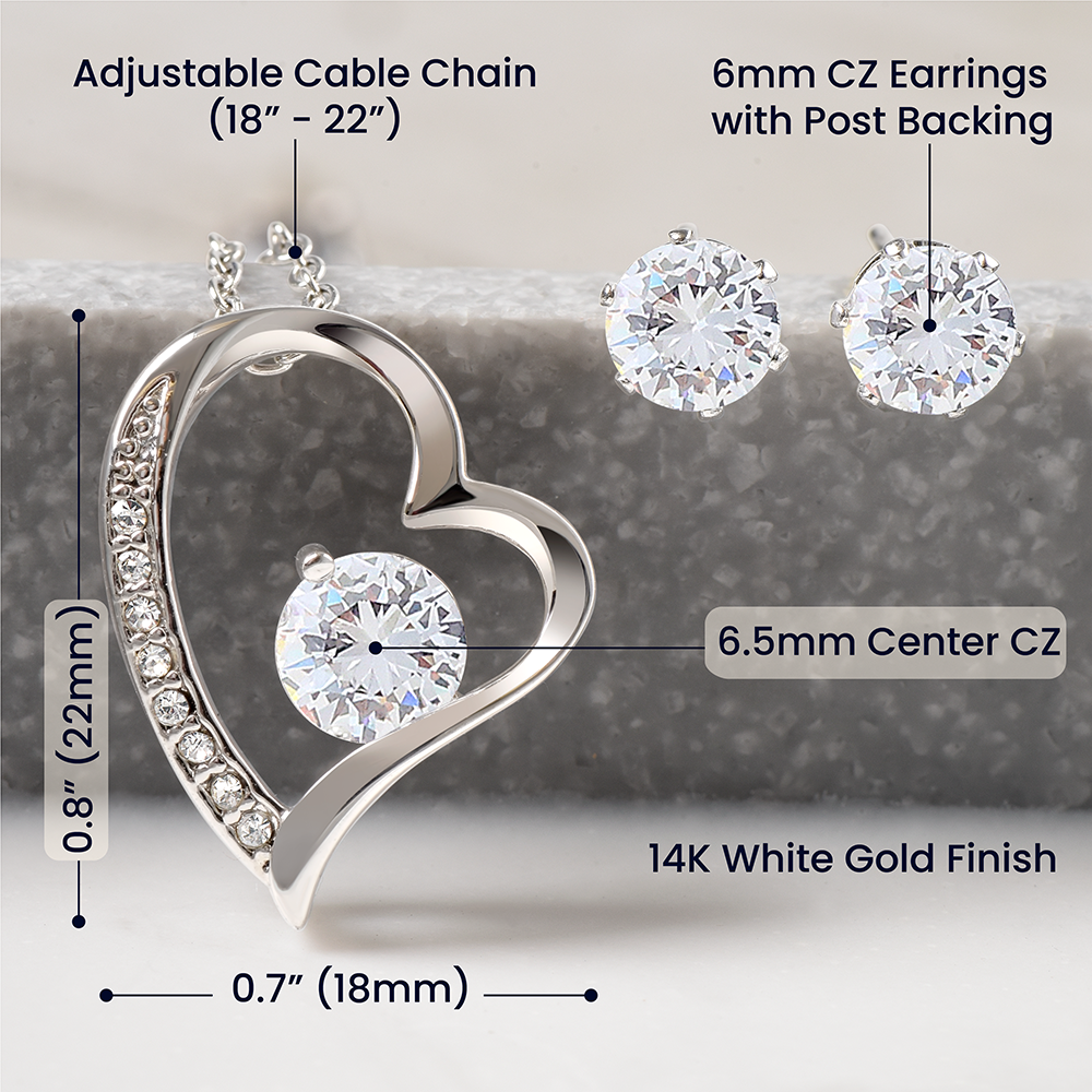 Dear Mom-Happy Mother’s Day! Forever Love Necklace and Cubic Zirconia Earring Set