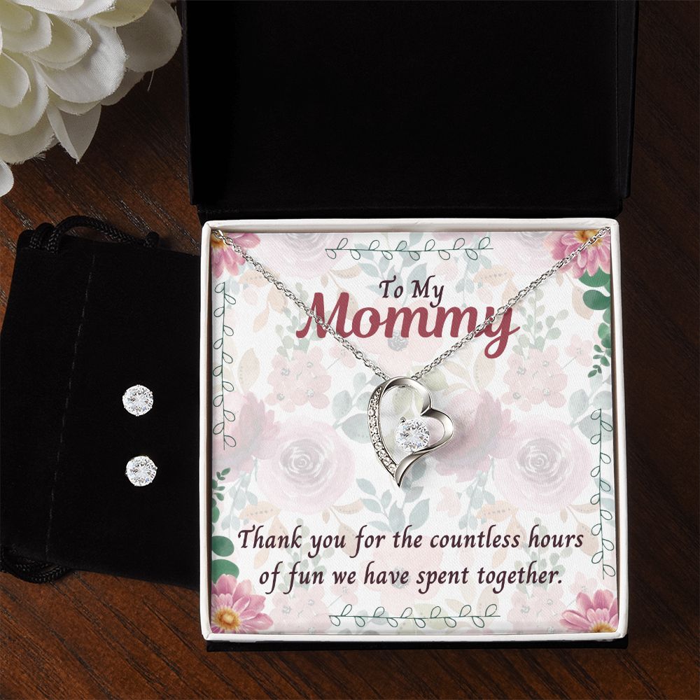 To My Mommy, Thank you for the countless hours of Fun Forever Love Necklace and Cubic Zirconia Earring Set