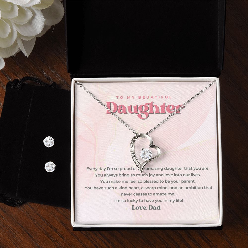 15 Forever Love Necklace and Cubic Zirconia Earring Set