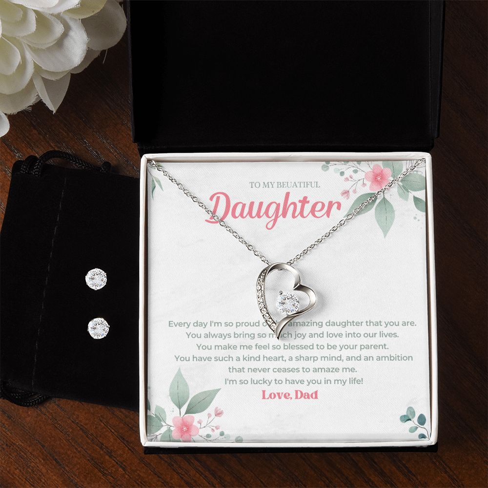 14 Forever Love Necklace and Cubic Zirconia Earring Set