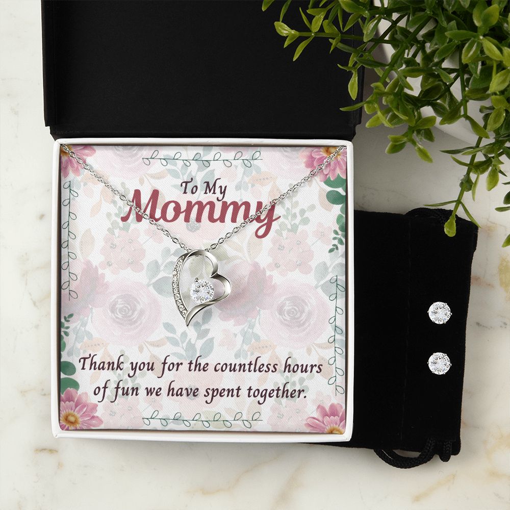 To My Mommy, Thank you for the countless hours of Fun Forever Love Necklace and Cubic Zirconia Earring Set