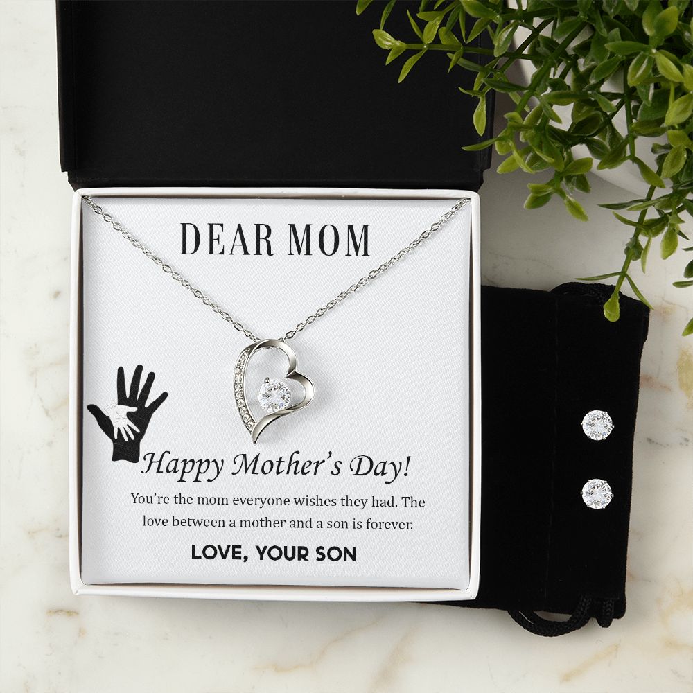 Dear Mom, Happy Mother’s Day! You’re the mom Forever Love Necklace and Cubic Zirconia Earring Set