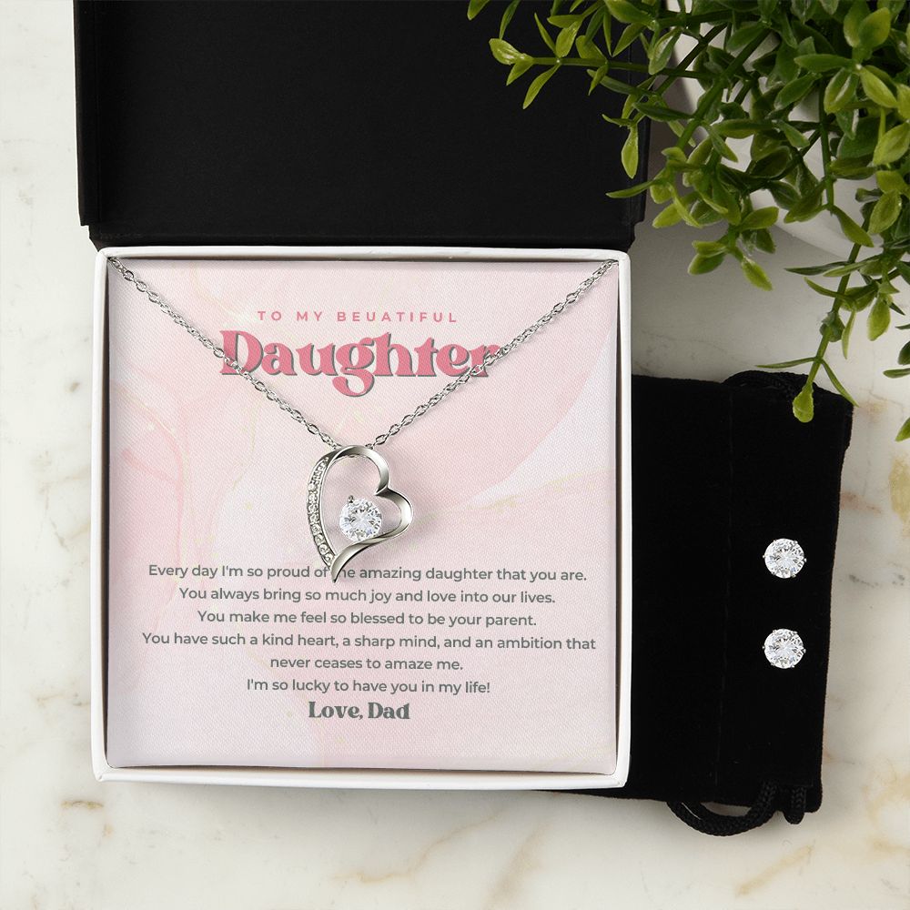 15 Forever Love Necklace and Cubic Zirconia Earring Set