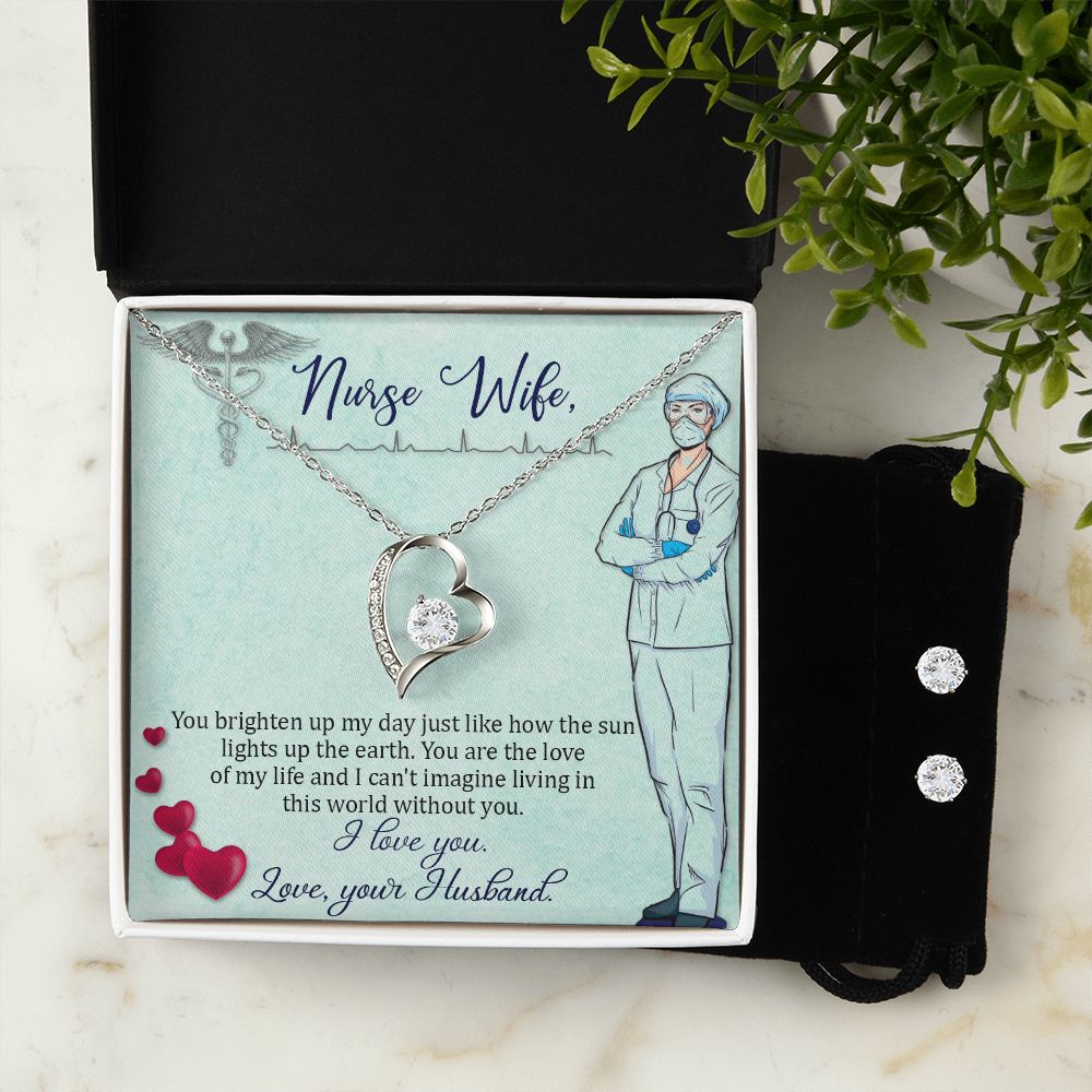 To my nurse wife Forever Love Necklace and Cubic Zirconia Earring Set