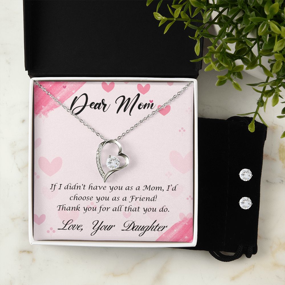 Dear Mom-Happy Mother’s Day! Forever Love Necklace and Cubic Zirconia Earring Set